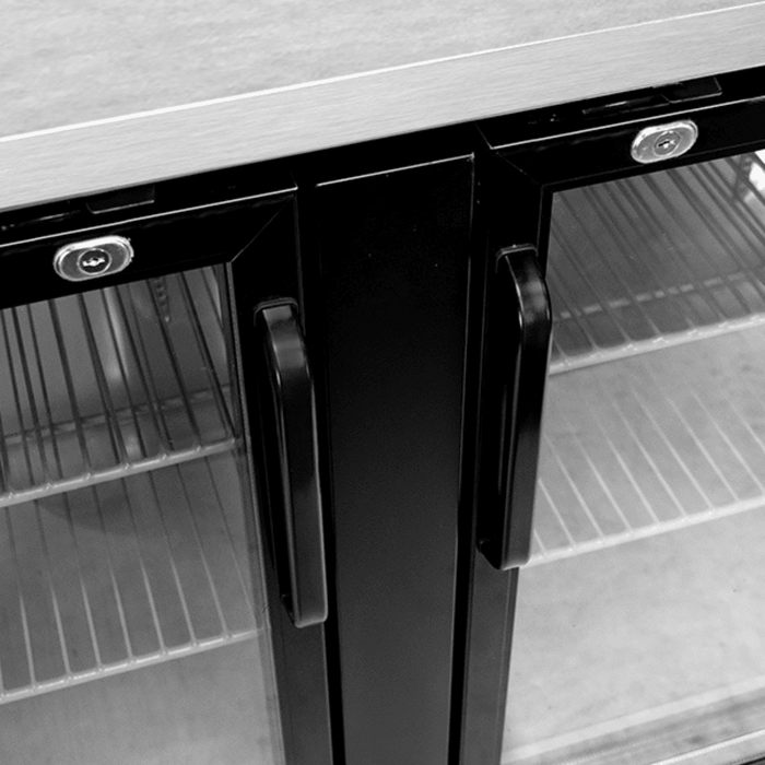 SABA SBB-27-58G - 27" Depth 58' Two Glass Door Commercial Back Bar Cooler Black - SBB-27-58G