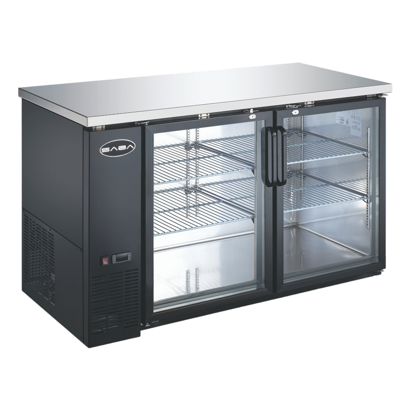 SABA  27" Depth 58' Two Glass Door Commercial Back Bar Cooler (Black) -  SBB-27-58G