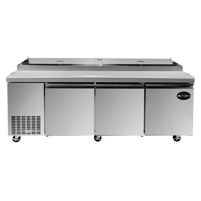 SABA c - 91" Three Door Commercial Pizza Prep Table with 12 Pans - c - 91