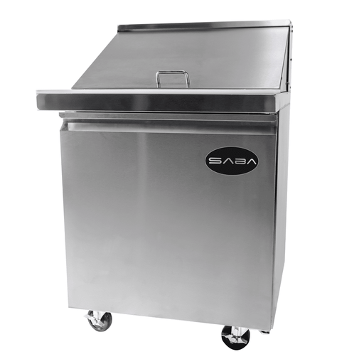 SABA SPS-27-12M - 27" One Door Commercial Mega-Top Sandwich Prep Table with 12 Pans - SPS-27-12M