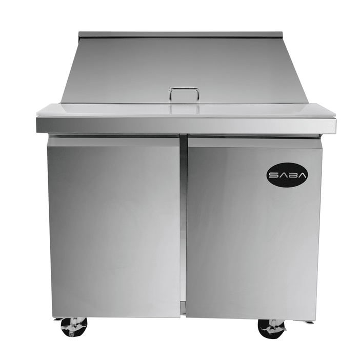 SABA SPS-36-15M - 36" Two Door Commercial Mega-Top Sandwich Prep Table with 15 Pans - SPS-36-15M