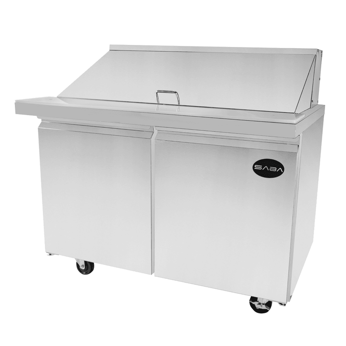 SABA SPS-48-18M - 48" Two Door Commercial Mega-Top Sandwich Prep Table with 18 Pans - SPS-48-18M