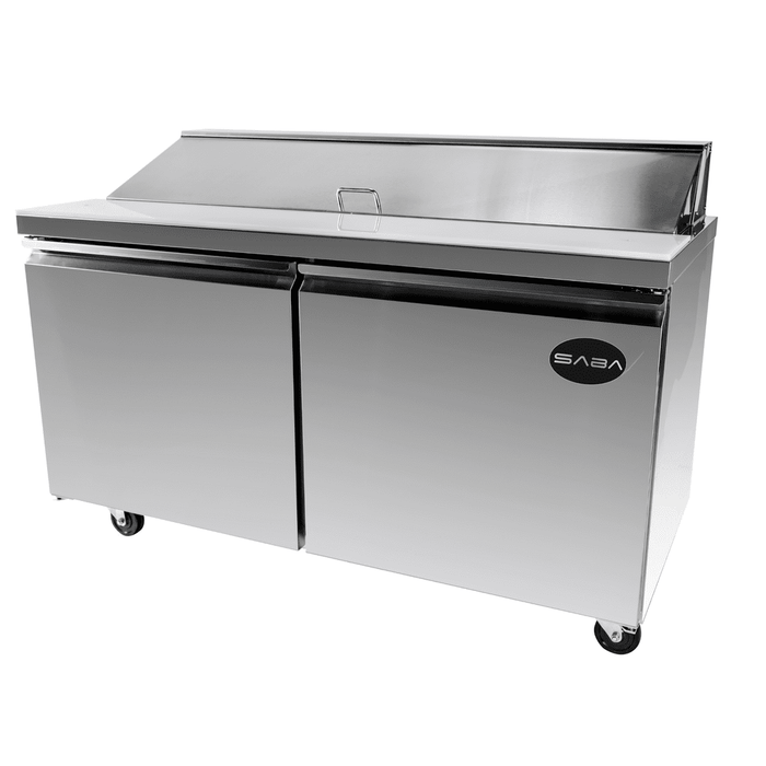 SABA SPS-60-16 - 60" Two Door Commercial Sandwich Prep Table with 16 Pans - SPS-60-16