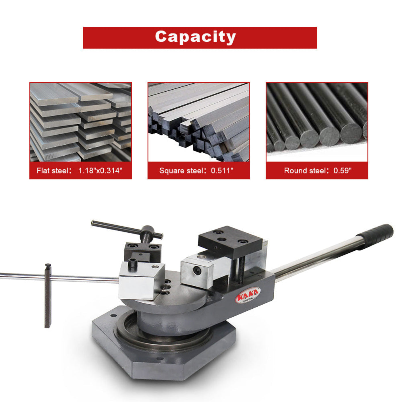 KAKA Industrial SBG-40 Heavy-Duty Universal Bender, High Capacity Flat Bar, Square Bar and Round Bar Metal Bender, Combination of Scroll, Radius and Angle Bending, Metal Scroll Bender Metal Bender - 173203