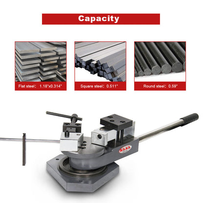 KAKA Industrial SBG-40 Heavy-Duty Universal Bender, High Capacity Flat Bar, Square Bar and Round Bar Metal Bender, Combination of Scroll, Radius and Angle Bending, Metal Scroll Bender Metal Bender - 173203