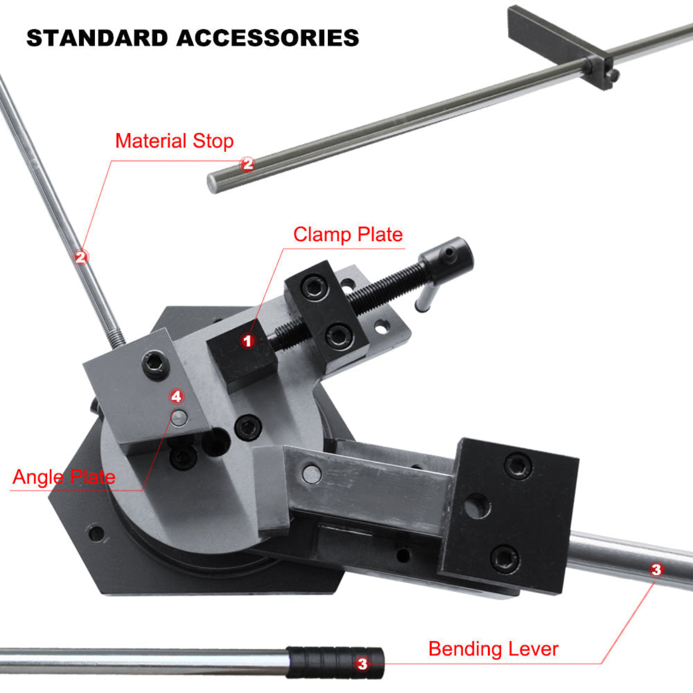 KAKA Industrial SBG-40 Heavy-Duty Universal Bender, High Capacity Flat Bar, Square Bar and Round Bar Metal Bender, Combination of Scroll, Radius and Angle Bending, Metal Scroll Bender Metal Bender - 173203