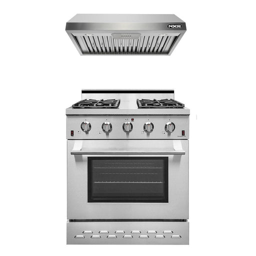 NXR 30 in. Natural Gas Range and Under Cabinet Range Hood Package, - SC3055EHBD