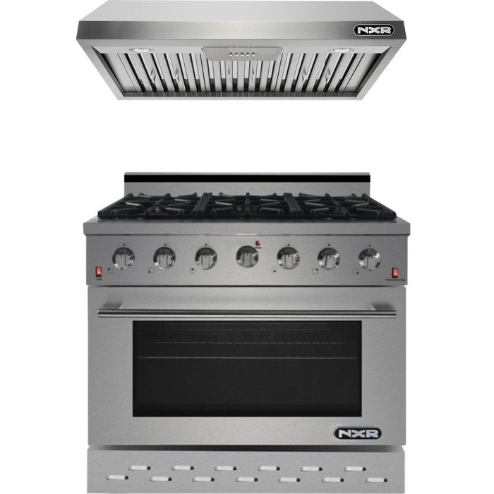 NXR 36 in. Natural Gas Range and Under Cabinet Range Hood Package, - SC3611EHBD