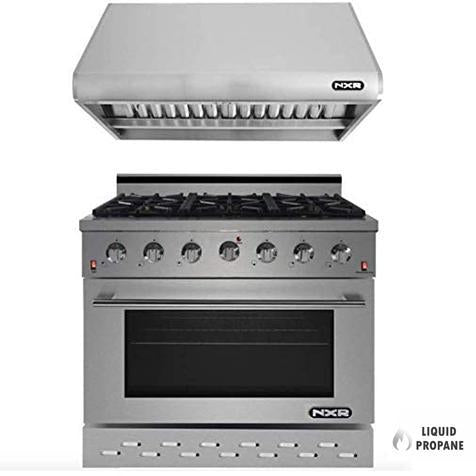 NXR 48 in. Propane Gas Range and Under Cabinet Range Hood Package, - SC4811LPRHBD