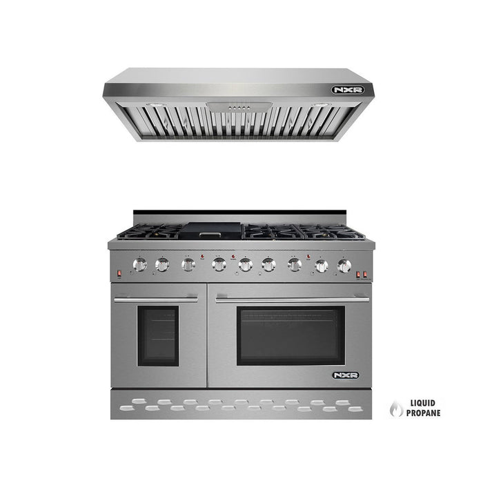 NXR 48 in. Propane Gas Range and Under Cabinet Range Hood Package, - SC4811LPEHBD