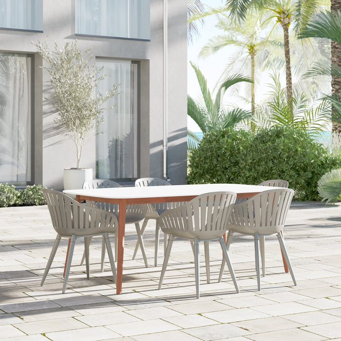 Midtown Concept Chamonix Rectangular White Outdoor Dining Table - SC CHAMONIX_RECT_WHT