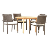 Midtown Concept Oldbury Round Table & 4 Liberty Armchair Brown With Off White Cushions - OLDBU_4LIBARMBROW