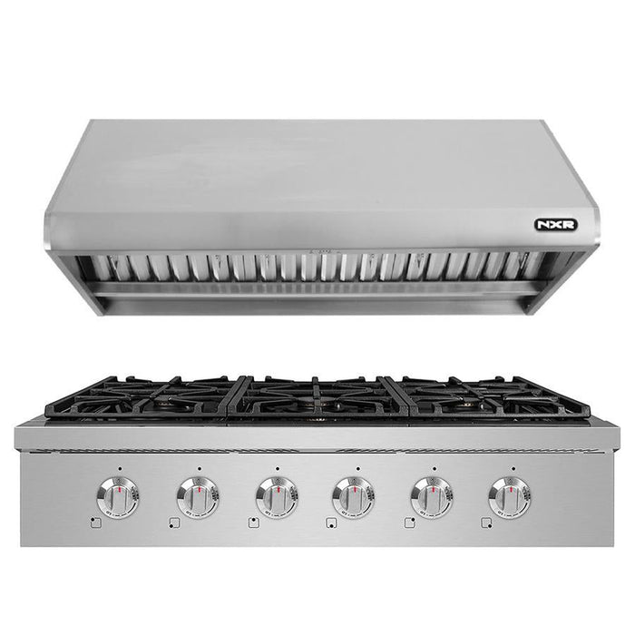 NXR 36" Natural Gas Cooktop & Under Cabinet Hood Bundle, Stainless Steel - SCT3611RHBD