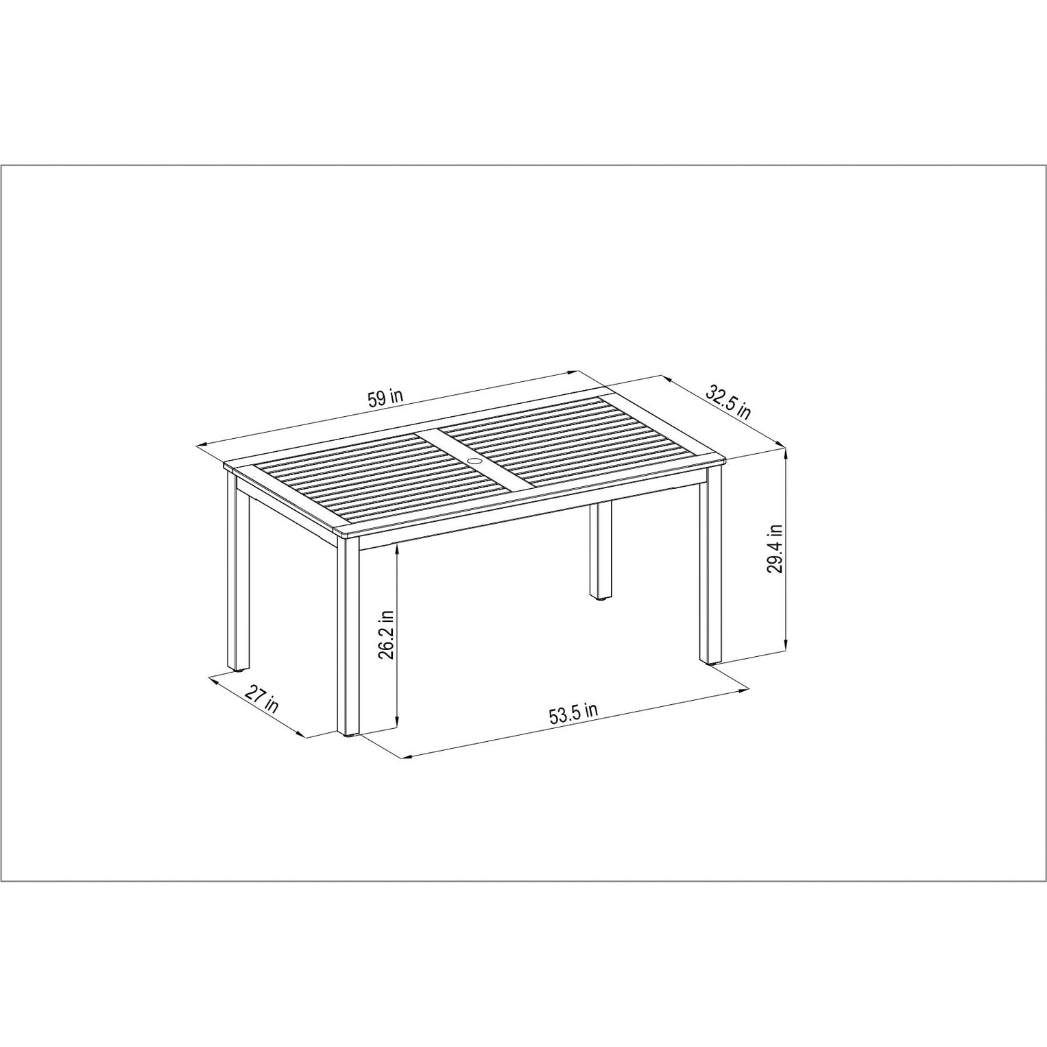 Midtown Concept Orlando Rectangular Teak Finish Table & Catalina Stacking Armchair - ORLAN_4CATA