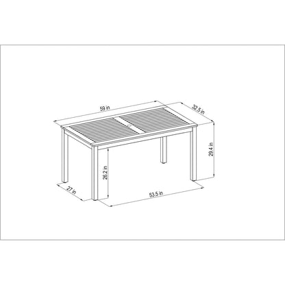 Midtown Concept Orlando Rectangular Teak Finish Table & Catalina Stacking Armchair - ORLAN_4CATA