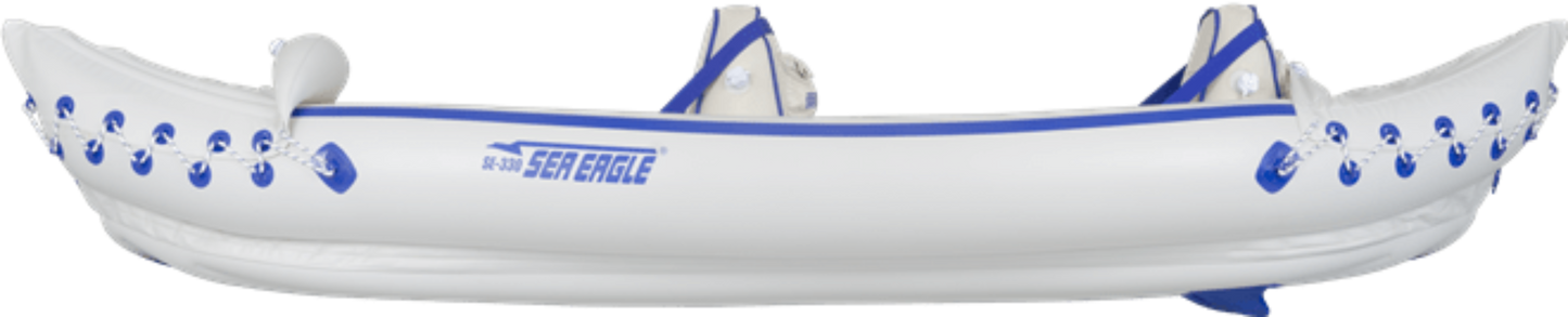 Sea Eagle 330 Inflatable Portable Sport Kayak Canoe 2 Person Pro Package With Paddles White Blue New - SE330K_P