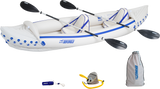 Sea Eagle 370 Inflatable Portable Sport Kayak Canoe 3 Person Pro Package With Paddles White Blue New - SE370K_P