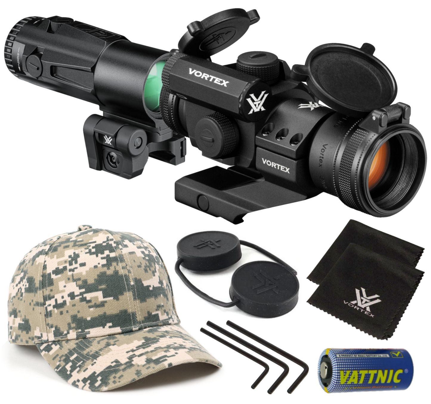 Vortex Optics Strikefire II Red/Green Dot Scope with Vortex Optics Magnifier and Free Hat Bundle - SF-RG-501_V3XM_Hat-CD