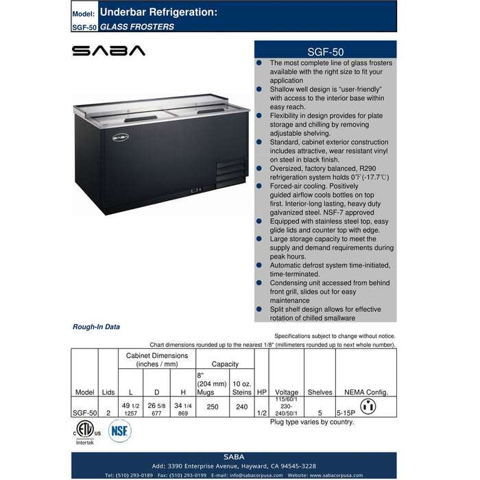 SABA SGF-50 - Commercial Glass Froster - SGF-50