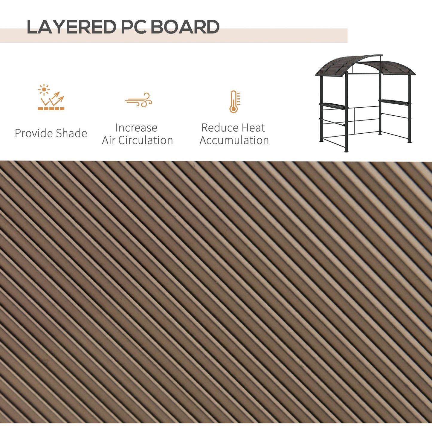 Outsunny 8' x 5' Grill Gazebo Shelter with Vented PC Roof, Side Shelves - 84C-237V01CG