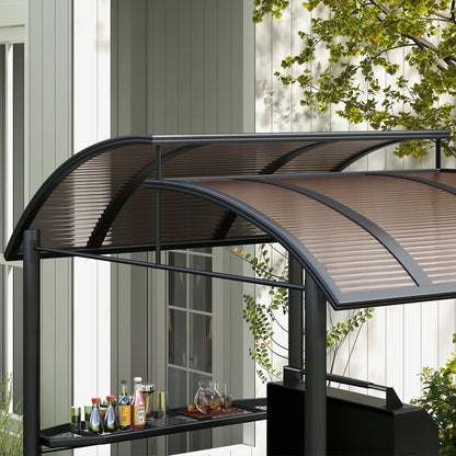 Outsunny 8' x 5' Grill Gazebo Shelter with Vented PC Roof, Side Shelves - 84C-237V01CG
