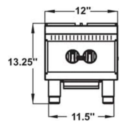 Serv-Ware SHPS-12 12” Stainless Steel  Hotplate with 2 Burners, Gas, 25,000 BTU/H - SHPS-12