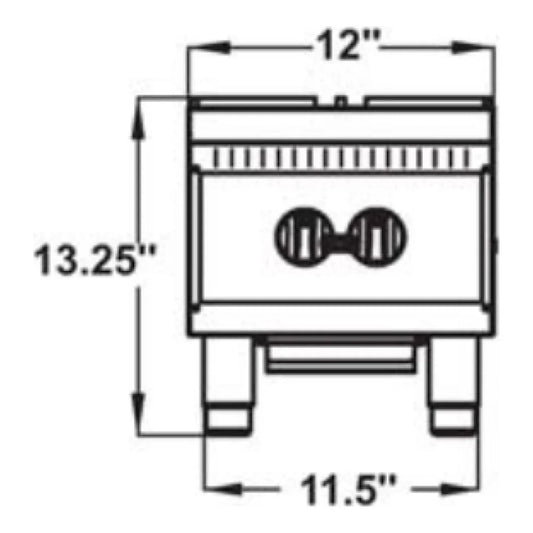 Serv-Ware SHPS-12 12” Stainless Steel  Hotplate with 2 Burners, Gas, 25,000 BTU/H - SHPS-12