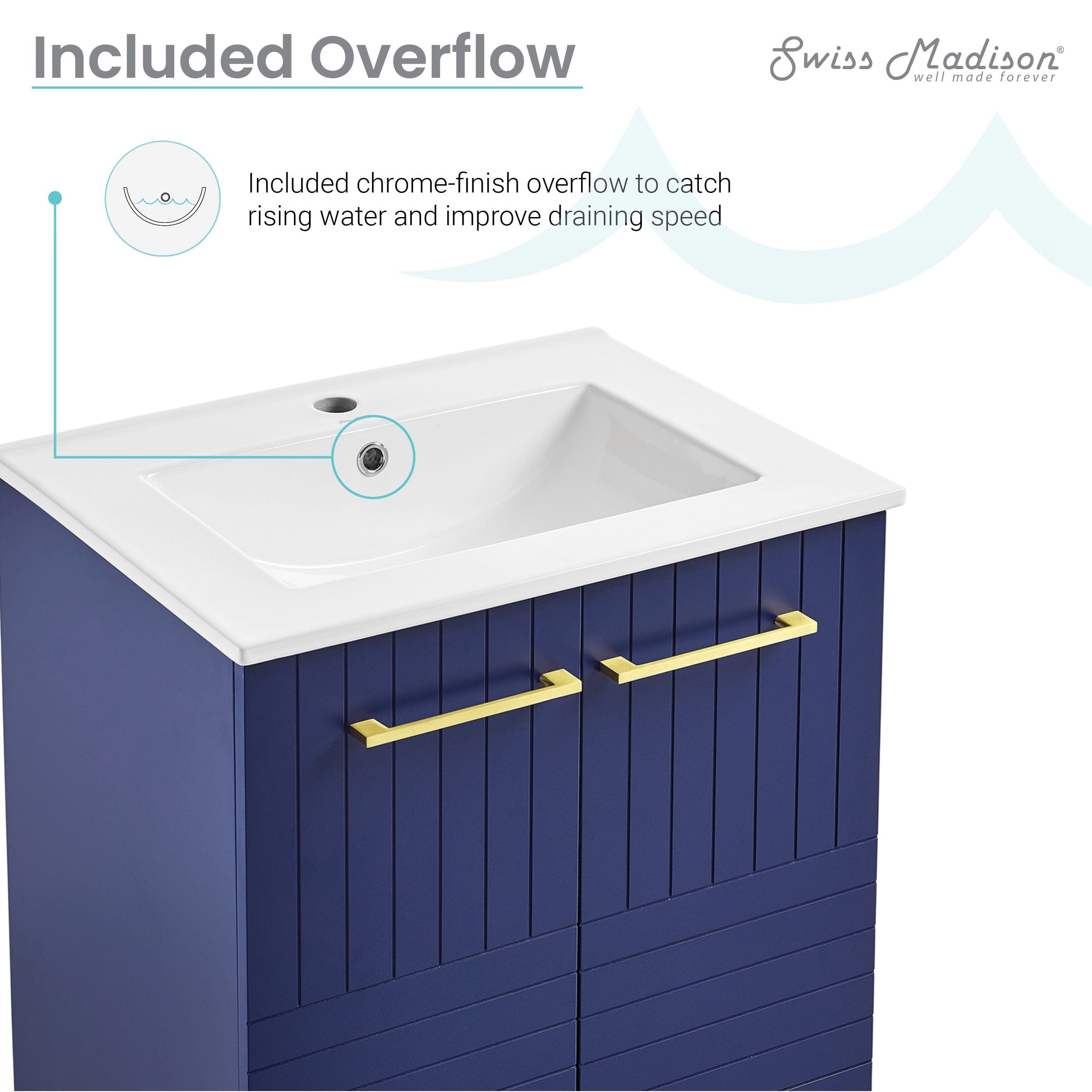 Swiss Madison Annecy 24" Bathroom Vanity in Granger Blue - SM-BV252L - Backyard Provider