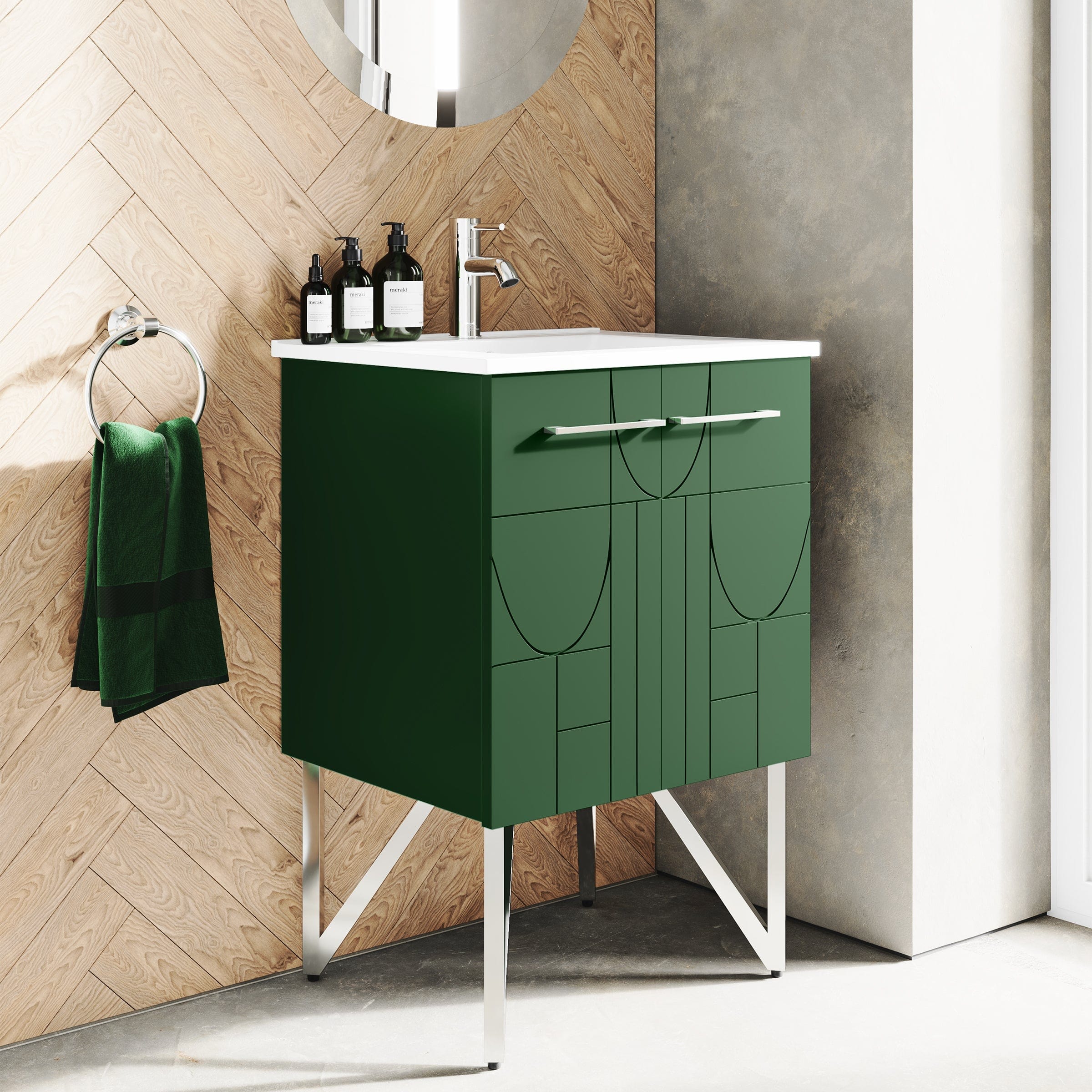 Swiss Madison Annecy 24" Bathroom Vanity in Atlas Green - SM-BV254EN - Backyard Provider