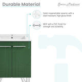 Swiss Madison Annecy 24" Bathroom Vanity in Atlas Green - SM-BV254EN - Backyard Provider