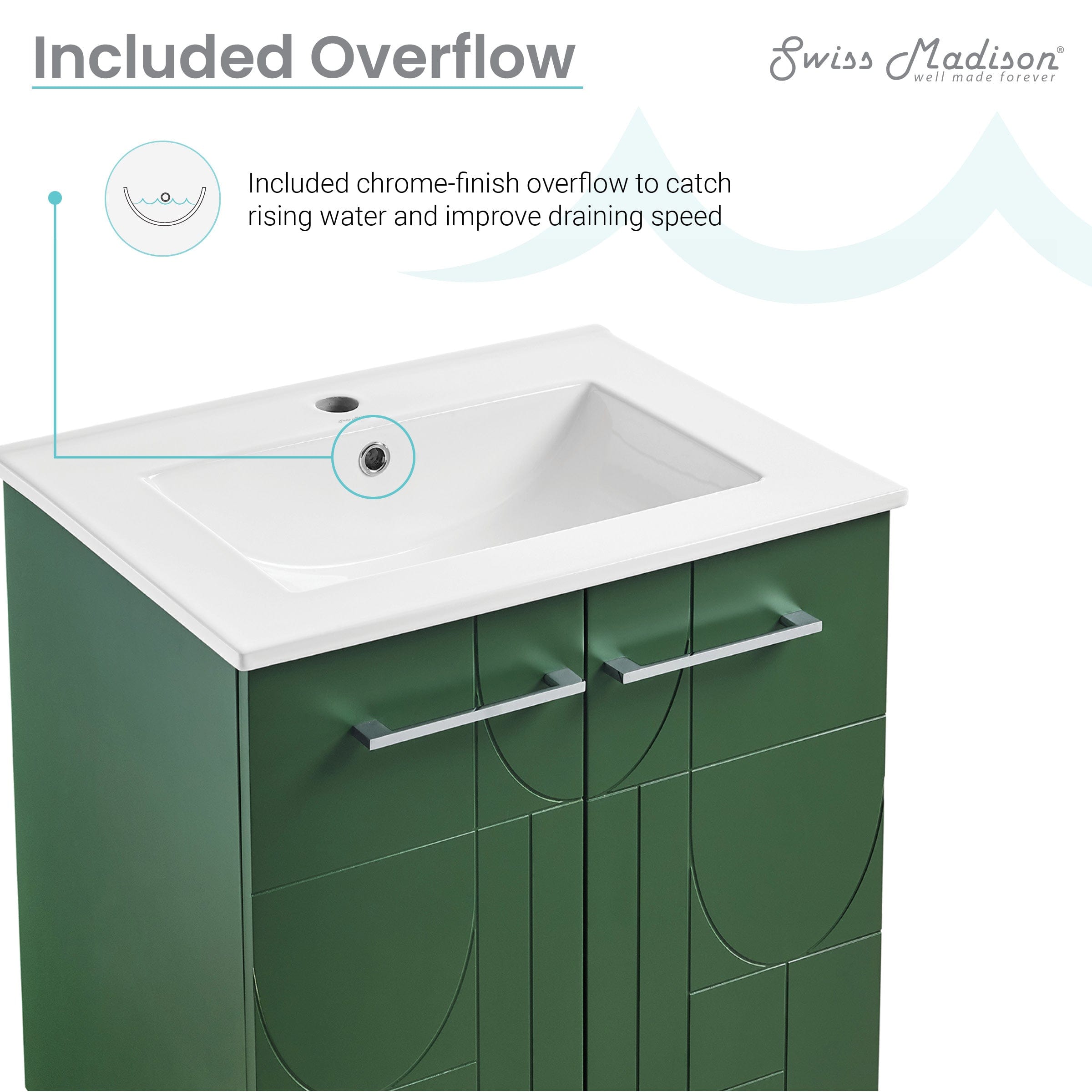 Swiss Madison Annecy 24" Bathroom Vanity in Atlas Green - SM-BV254EN - Backyard Provider