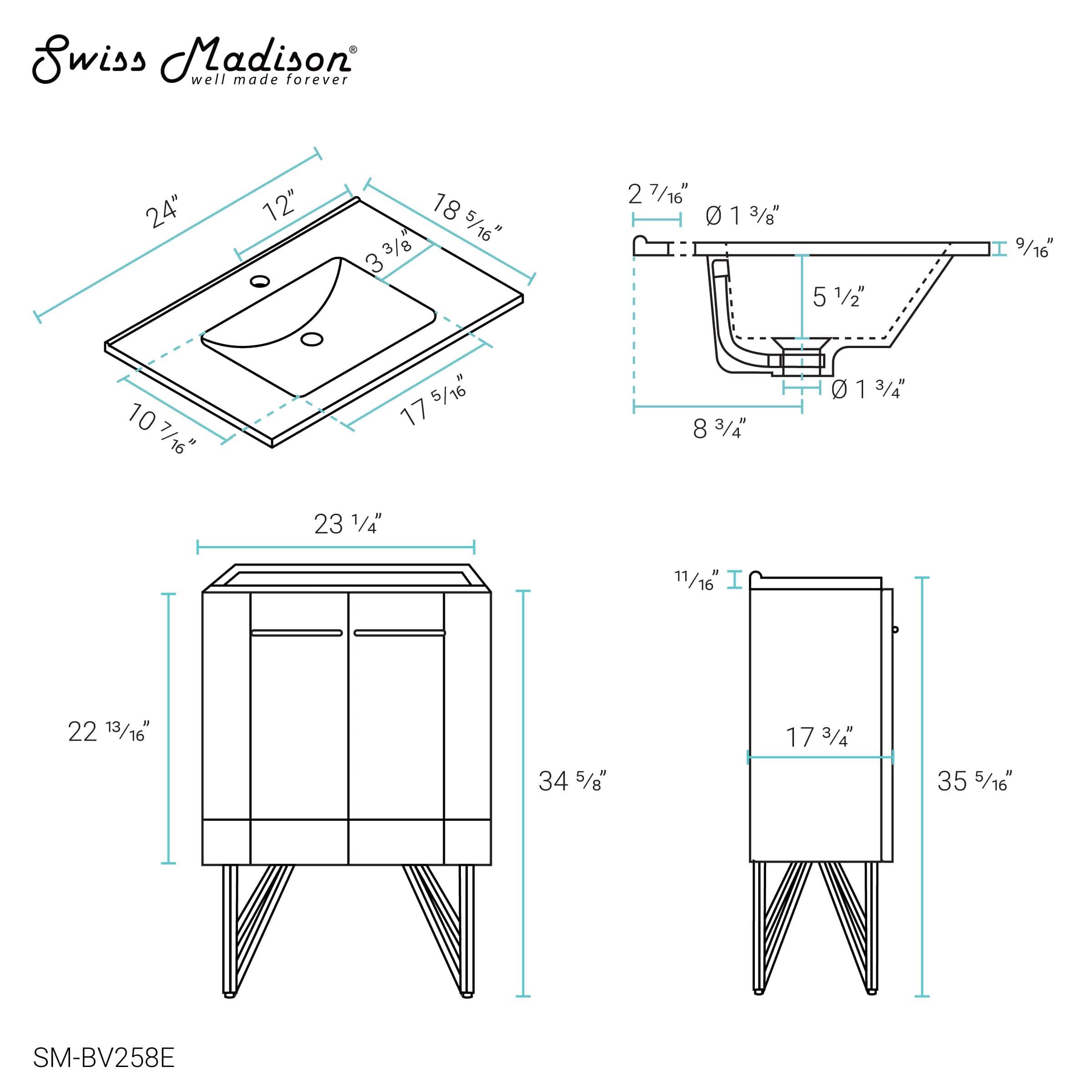 Swiss Madison Annecy 24" Bathroom Vanity in Cinder Purple - SM-BV258E - Backyard Provider