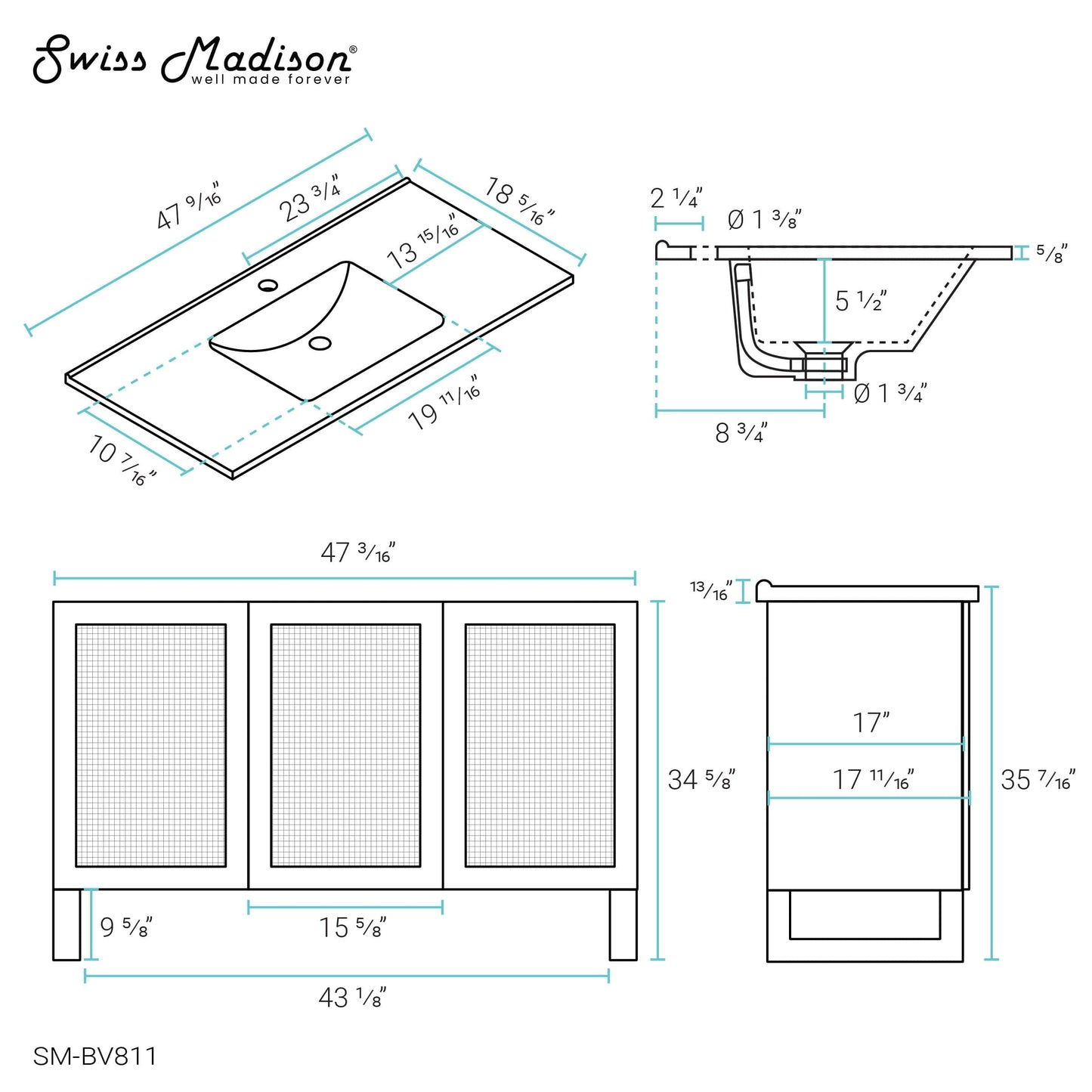 Swiss Madison Arles 48" Single, Bathroom Vanity in Honey - SM-BV811 - Backyard Provider