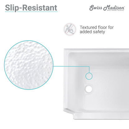 Swiss Madison Aquatique 60" x 32" Right Drain, Shower Base - SM-SB538W - Backyard Provider
