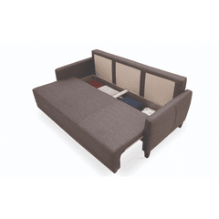 Enza Home US Smart 3 Seater Sofa Bed 174 - Bolzoni Brown Blue 624-5 Walnut Leg - 1376930