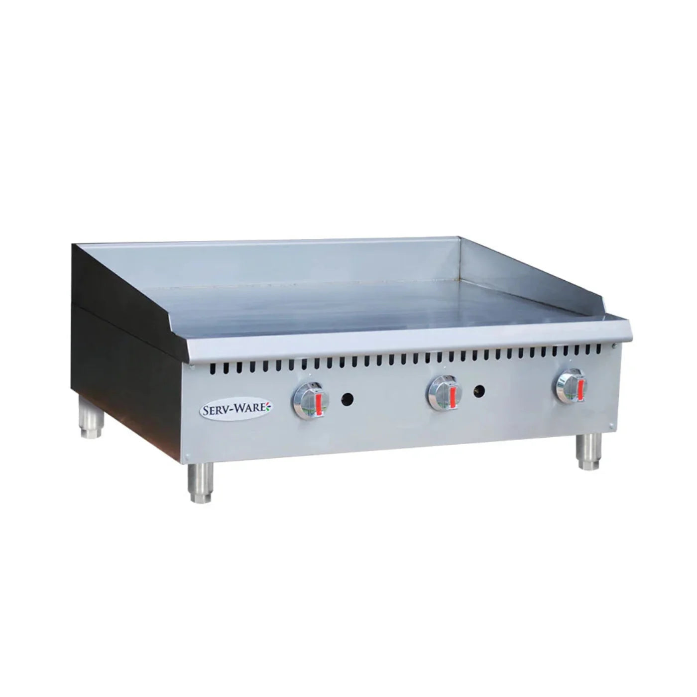 Serv-Ware SMGS-36  35.98" Stainless Steel Manual Griddle with 3 Burners. Natural Gas,30,000 BTU/H - SMGS-36