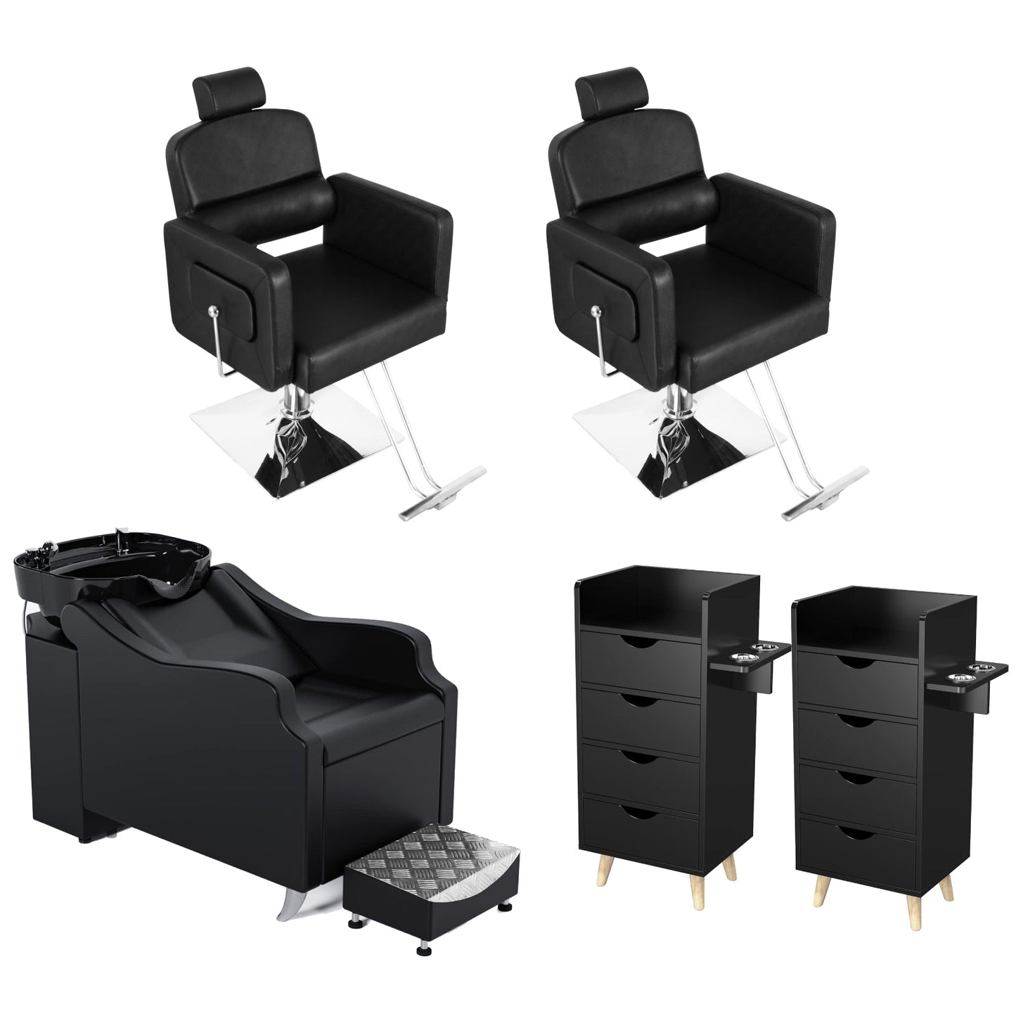 OmySalon 2 Operator Vintage Mobile Barber Package Black - BP3-2B