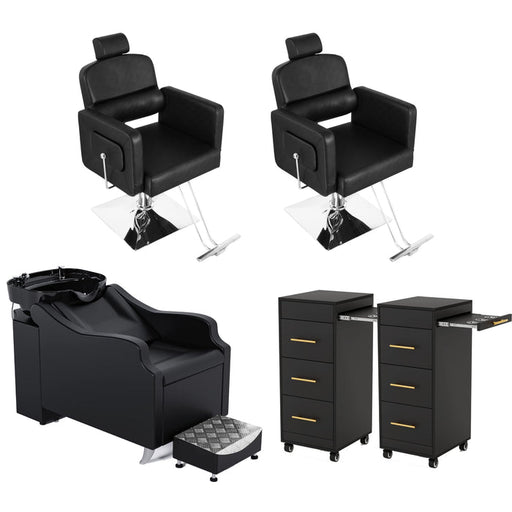 OmySalon 2 Operator Classic Mobile Salon Package Black - SP3-2B