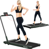 Costway SuperFit Treadmill Folding 2-in-1 No Armrests 2.25 HP App Connect Speaker LED Display and Remote Control New - SP37513RE