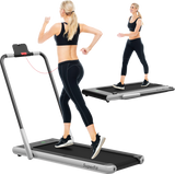 Costway SuperFit Treadmill Folding 2-in-1 No Armrests 2.25 HP App Connect Speaker LED Display and Remote Control New - SP37513RE