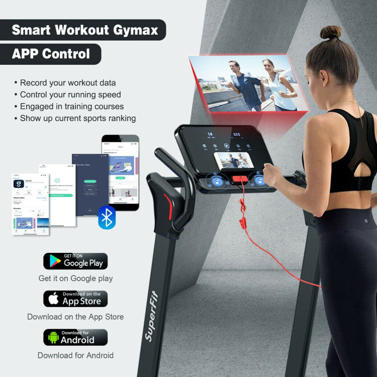 Costway Treadmill 2.25 HP Electric Running Belt Foldable Design with LED Display and Bluetooth New