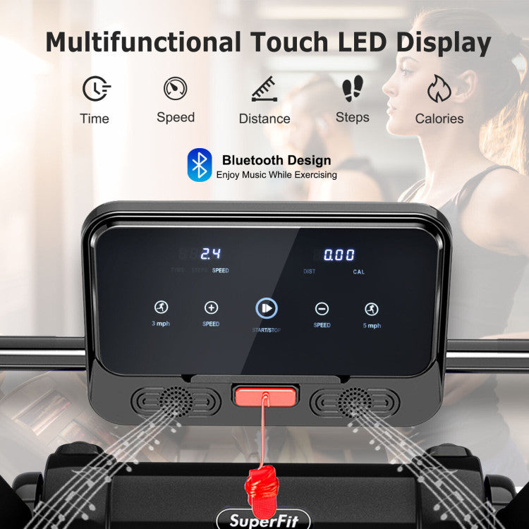 Costway Treadmill 2.25 HP Electric Running Belt Foldable Design with LED Display and Bluetooth New