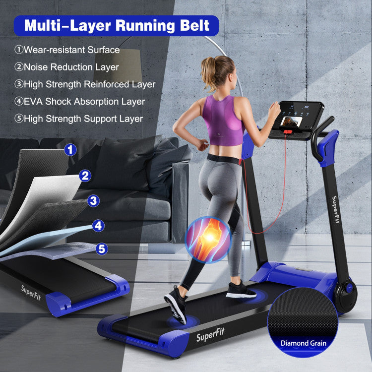 Costway Treadmill 2.25 HP Electric Running Belt Foldable Design with LED Display and Bluetooth New