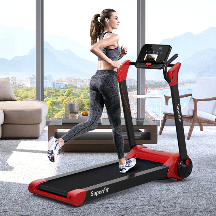 Costway Treadmill 2.25 HP Electric Running Belt Foldable Design with LED Display and Bluetooth New