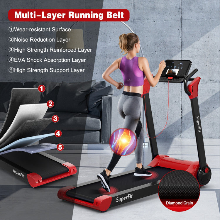 Costway Treadmill 2.25 HP Electric Running Belt Foldable Design with LED Display and Bluetooth New