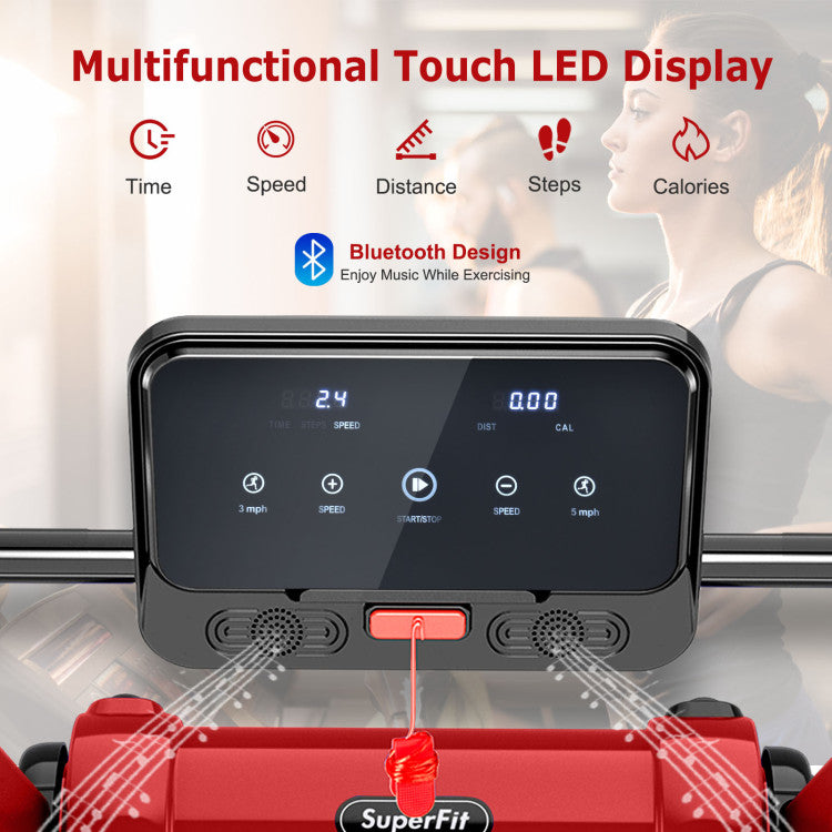 Costway Treadmill 2.25 HP Electric Running Belt Foldable Design with LED Display and Bluetooth New