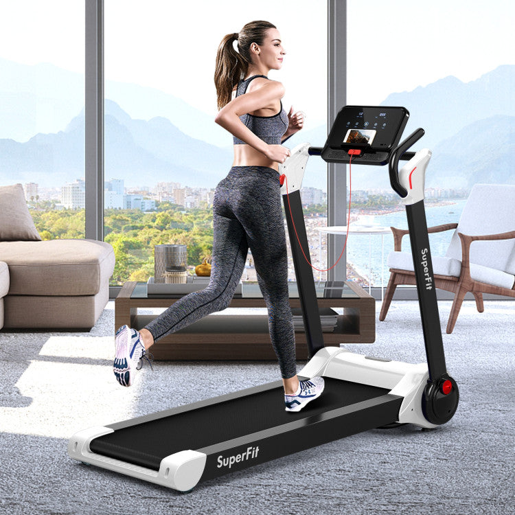 Costway Treadmill 2.25 HP Electric Running Belt Foldable Design with LED Display and Bluetooth New