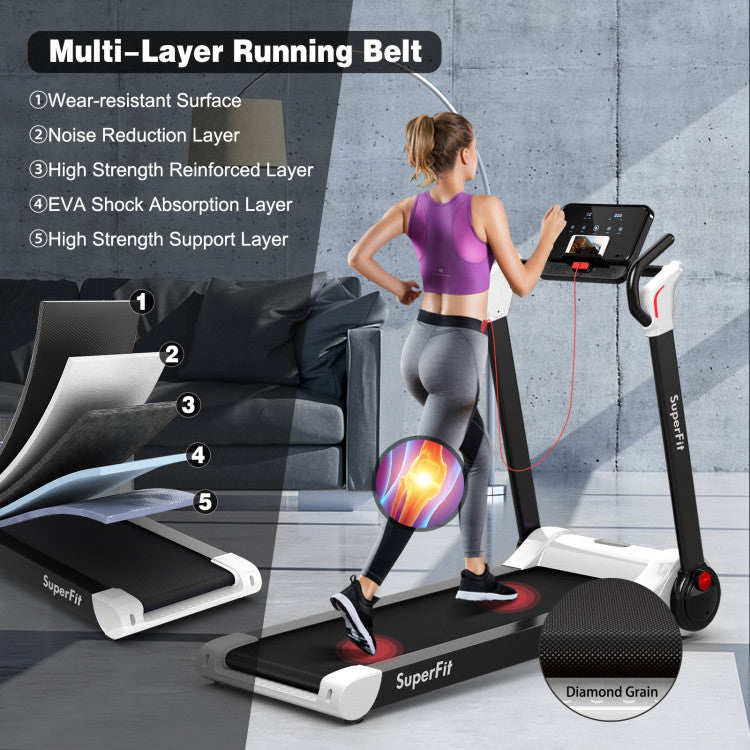 Costway Treadmill 2.25 HP Electric Running Belt Foldable Design with LED Display and Bluetooth New