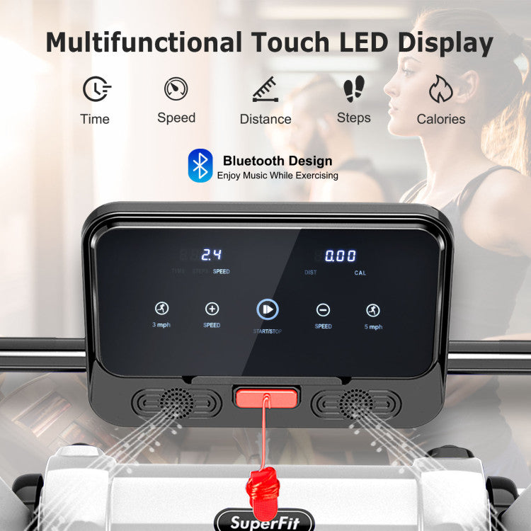 Costway Treadmill 2.25 HP Electric Running Belt Foldable Design with LED Display and Bluetooth New