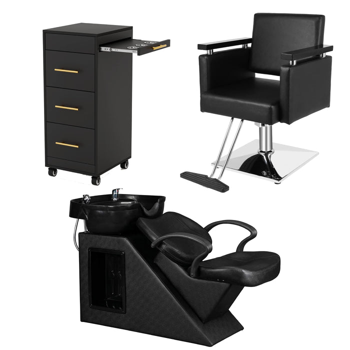 OmySalon 1 Operator Modern Mobile Salon Package Black - SP4-1B